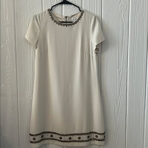 MM Couture Cream Dress with Black Embellishments